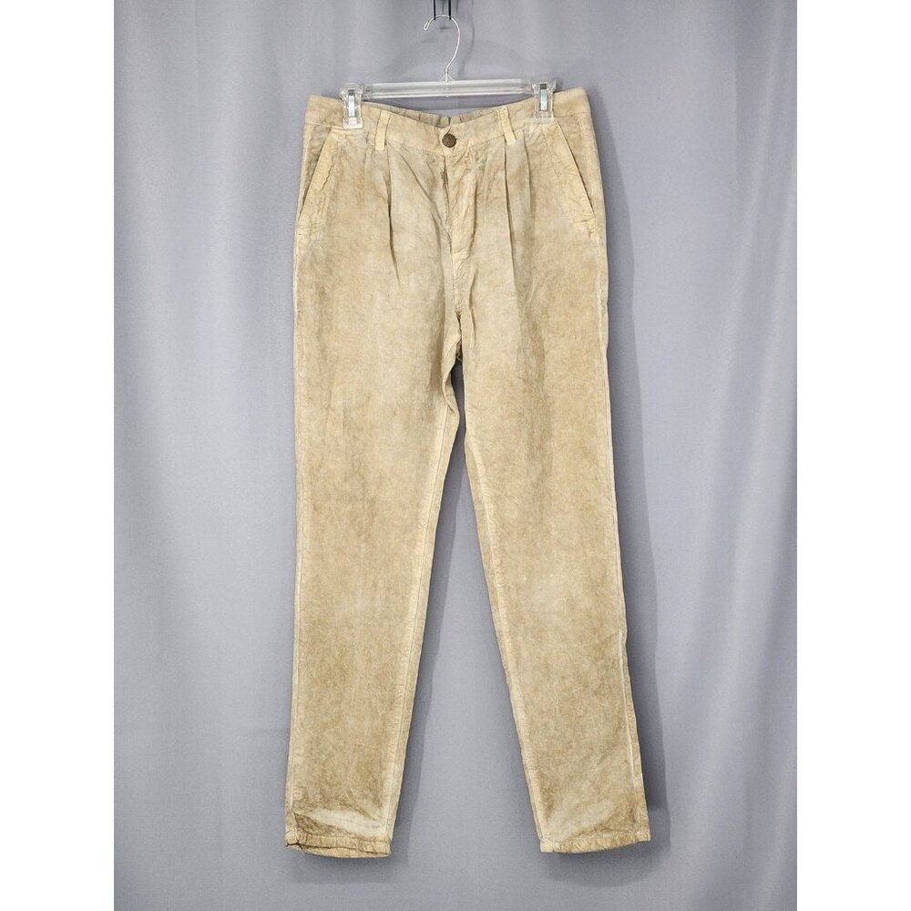 Monochrome Trousers Size 28 (31) Tan Pants Distressed Italian Fabric Art To Wear